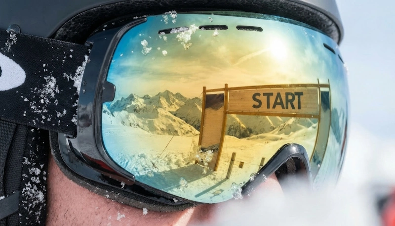 skier with goggle